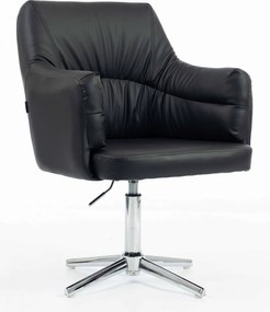 HR840CROSS Scaun Negru Piele Ecologica cu Bază Cromata