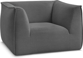 Fotoliu gri închis cu tapițerie din catifea reiată Giorgia – Bobochic Paris