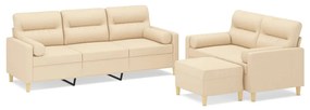 3153787 vidaXL Set canapea perne/perne decorative, 3 piese, crem, textil