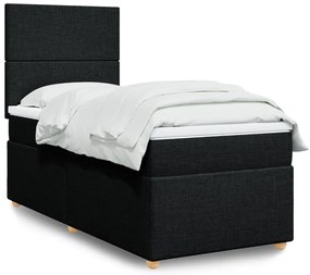 vidaXL Pat box spring cu saltea, negru, 80x200 cm, textil