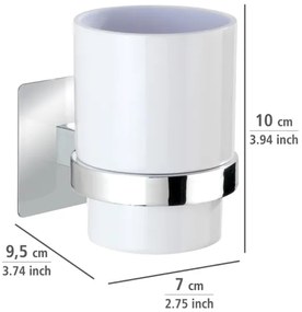 WENKO Pahar pentru periuțe de dinți TURBO-LOC QUADRO ED. 7x9,5 cm, crom lucios/alb - 23847800