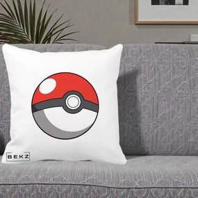Perna Personalizata Pokeball Rosie, 40x40 cm, Alba Mata, Husa Detasabila, Perna Inclusa, BEKZ®