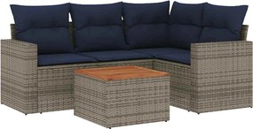 vidaXL Set canapea de grădină cu perne, 5 piese, gri, poliratan