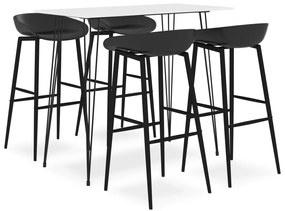 Set mobilier de bar, 5 piese, alb si negru Alb si negru, 5