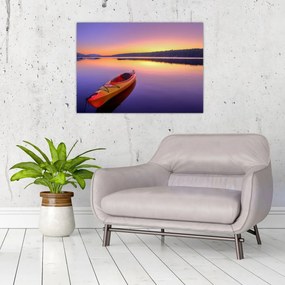 Tablou pe sticlă - Kayak pe lac (70x50 cm)