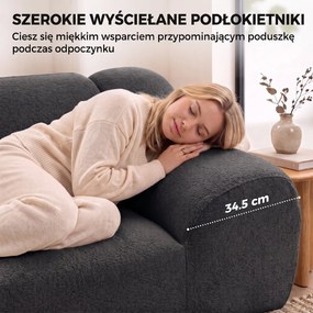 HOMCOM Canapea 2 Locuri din Chenille Fără Structură, cu Șezut Larg și Brațe Largi, 174x91x61 cm, Gri Închis | Aosom Romania