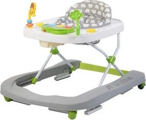 Premergator Premium reglabil in 3 trepte de inaltime NOVOKIDS™ ZooZoo Baby ,Roti silentioase din silicon, Cu melodii, Animalute, Pliabil, Gri