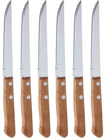 Set de 6 cuțite de friptură din oțel inoxidabil cumâner din lemn