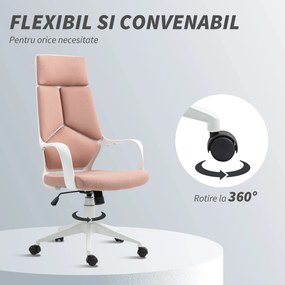 HOMCOM Scaun de Birou sau Gaming din Țesătură cu Spătar Înalt, Roz | Aosom Romania