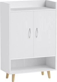 HOMCOM Dulap pentru încălțăminte, raft cu uși și polițe, pentru hol, comodă modernă pentru pantofi, suporturi pentru pantofi, 60 x 30 x 92 cm, Alb | Aosom Romania