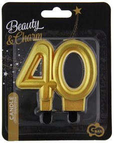 Colorat Gold Lumânare de tort aurie 40, lumânare numerică