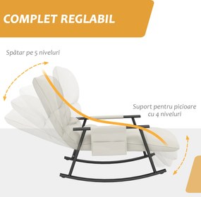 HOMCOM Fotoliu tapițat, fotoliu de alăptare, suport pentru picioare și spătar reglabile capacitate 120 kg 60 x 134 x 70 cm crem | Aosom Romania