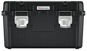 Cutie pentru scule cu maner metalic si incuietori 58,5 x 36 x 33,7 cm, cu organizator, negru