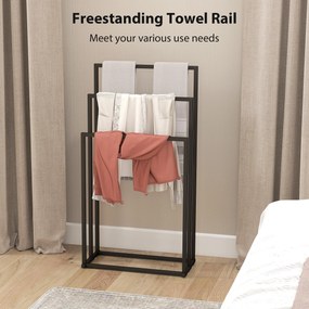 HOMCOM Suport pentru Prosoape de Podea cu 3 Brate Autoportant din Oțel, 45x21.5x85 cm | Aosom Romania