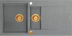 Chiuveta compozit incastrata Quadron Unique Evan 156 gri - cupru 100x50 cm