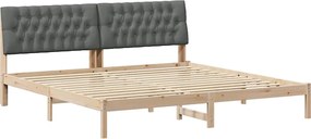 vidaXL Cadru de pat cu tăblie tapițată cu headboard Maro 200 x 200 cm