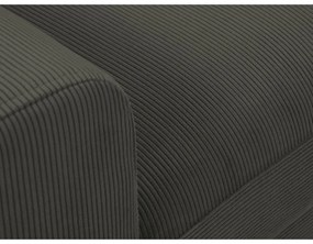 Colțar negru extensibil, cu spațiu de depozitare cu tapițerie din catifea reiată (cu colț pe partea dreaptă, cu șezlong) Kyoto – Cosmopolitan Design