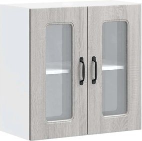 vidaXL Dulap bucătărie cu ușă sticlă Kalmar lemn prelucrat gri Sonoma