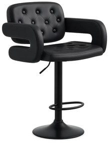 Scaun bar, înălțime reglabilă, rotativ, suport picioare, piele PU, Negru