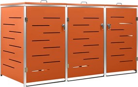 vidaXL Magazie pentru trei pubele, 207x77,5x112,5 cm, oțel inoxidabil