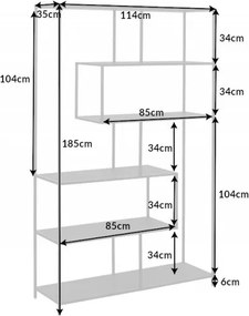 Raft design industrial Slim Line 185x115cm, negru
