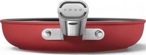 Tigaie cu capac SMEG CKFF2401RDM, 1,9 l, Ø24 cm, Acoperire cu teflon, Pana la 250°C, fără PFAS, Inductie, Rosu