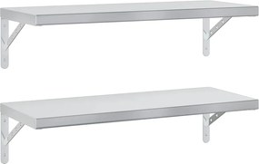 vidaXL Rafturi de perete, 2 buc., 75x30 cm, argintiu, oțel inoxidabil