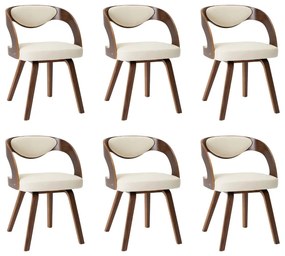 vidaXL Scaune sufragerie 6 buc. lemn curbat crem și piele artificială
