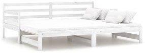 806956 vidaXL Pat extensibil de zi, alb, 2x(90x200) cm, lemn masiv de pin