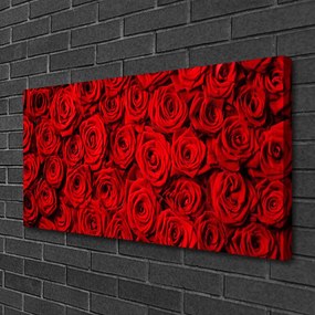 Tablou pe panza canvas Trandafiri Floral Roșu Verde Alb