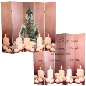 PAR9 - Paravan despartitor imprimat - ambele parti, Buddha - 5 Panouri cu LED