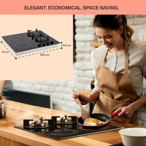 MultiChef 4, plită cu gaz combinată, gaz / sticlă ceramică, 4 zone