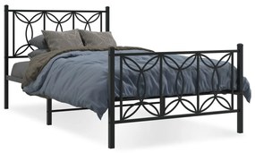 376142 vidaXL Cadru pat metalic cu tăblii de cap/picioare, negru, 107x203 cm