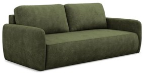 Canapea verde extensibilă/cu spațiu de depozitare cu tapițerie din chenille 218 cm Lilo – Makamii
