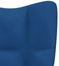 Scaun balansoar cu taburet, albastru, catifea 1, Albastru, Cu suport de picioare