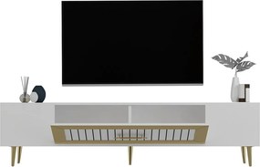 Comoda TV, Hanah Home, Dekolp3, 150x48.2x29.6 cm, Alb/Auriu