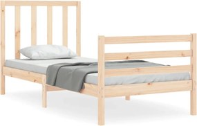 vidaXL Cadru de pat cu tăblie single, lemn masiv