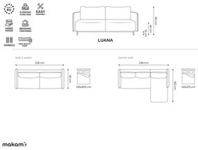 Canapea verde extensibilă/cu spațiu de depozitare 226 cm Luana – Makamii
