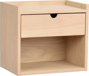 Noptieră în culoare naturală suspendată/cu rafturi din lemn masiv de stejar Hillmond – Rowico