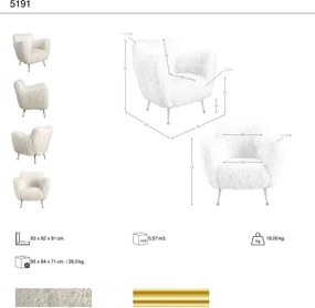 Fotoliu LUX design italian, White long pile