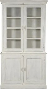 Vitrina din lemn de mango, finisaj alb antichizat, " Library "