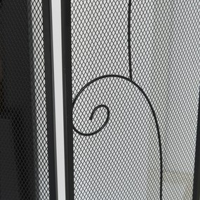 HOMCOM Scut de protecție pentru șeminee, 3 panouri, pliabil, flexibil, metal, negru, 132,5 x 76,5cm | Aosom Romania