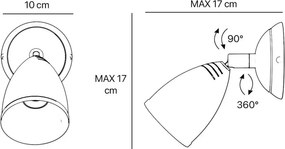 Aplica de perete din alama cu spot directionabil Stoccolma