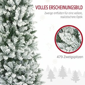 HOMCOM Pom de Crăciun Artificial Acoperit cu Zăpadă, Pom de Crăciun Îngust cu Bază Pliabilă, Ø65x180 cm, Verde | Aosom Romania