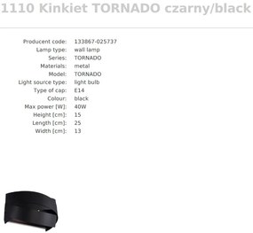 Aplica de perete design modern Tornado negru