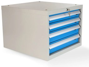 Dulap pentru masa atelier Solid, 4 sertare, albastru - ral 5012