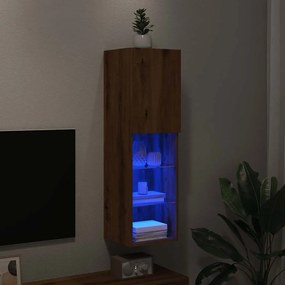 vidaXL Comodă TV cu lumini LED, stejar artizanal, 30,5x30x102 cm