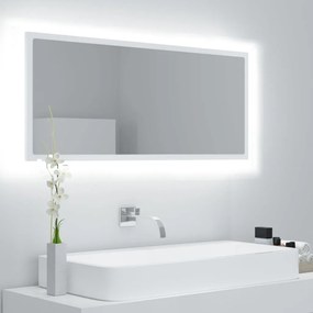 Oglinda de baie cu LED, alb, 100x8,5x37 cm, acril