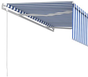 Copertina retractabila automat cu stor, albastru  alb, 4x3 m Albastru si alb, 4 x 3 m