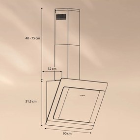 Aurora Eco 90, Hotă, 550 m³/h, 90 cm, Hotă de șemineu, Lumină de fundal, EEC A+